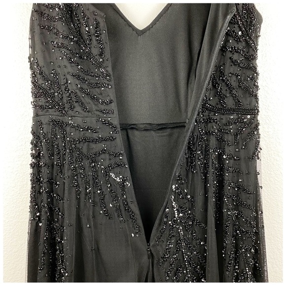 NWT Adrianna Papell Black Beaded Gown Size 8 - Picture 8 of 12
